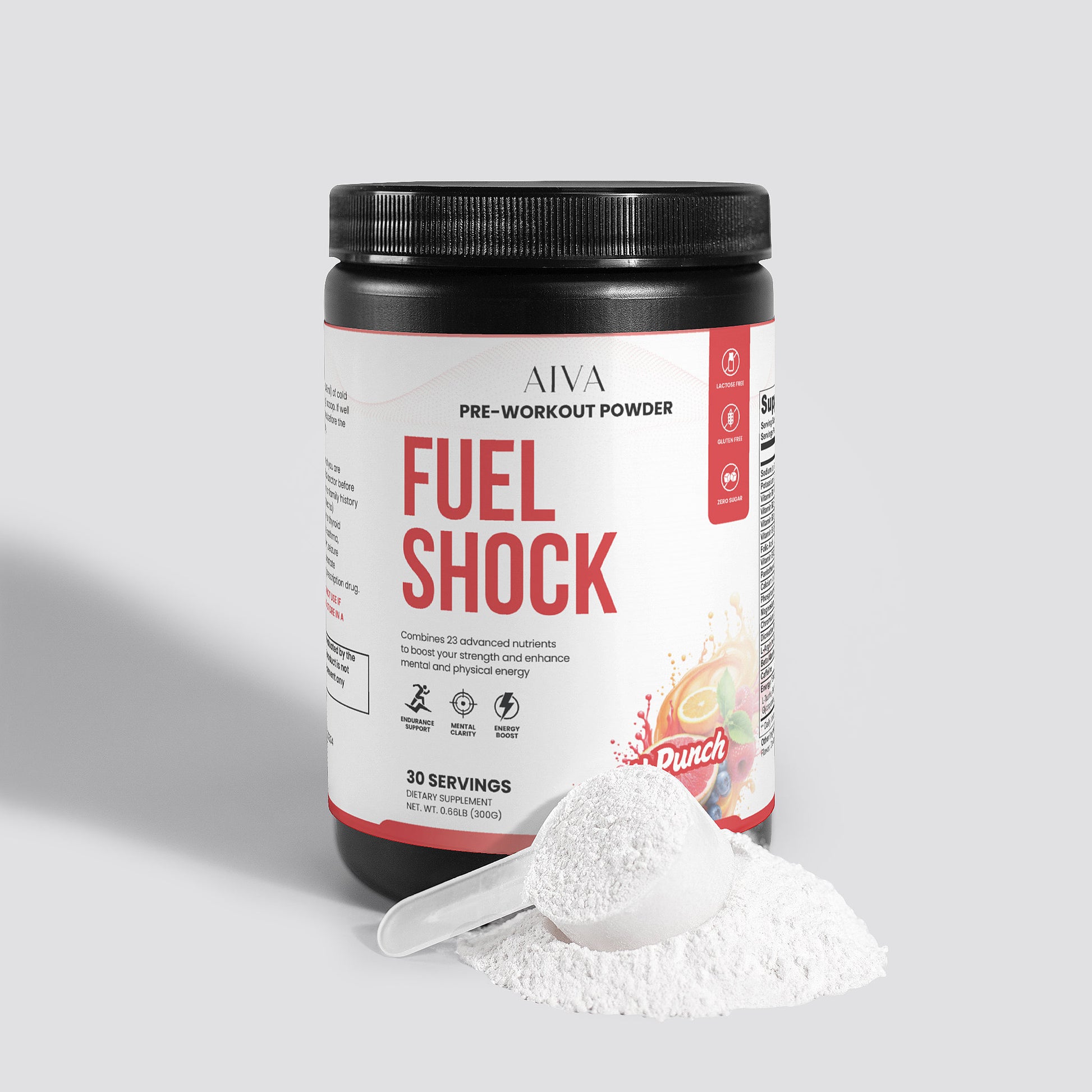 AIVA Fuel Shock Pre-Workout Powder (Fruit Punch)