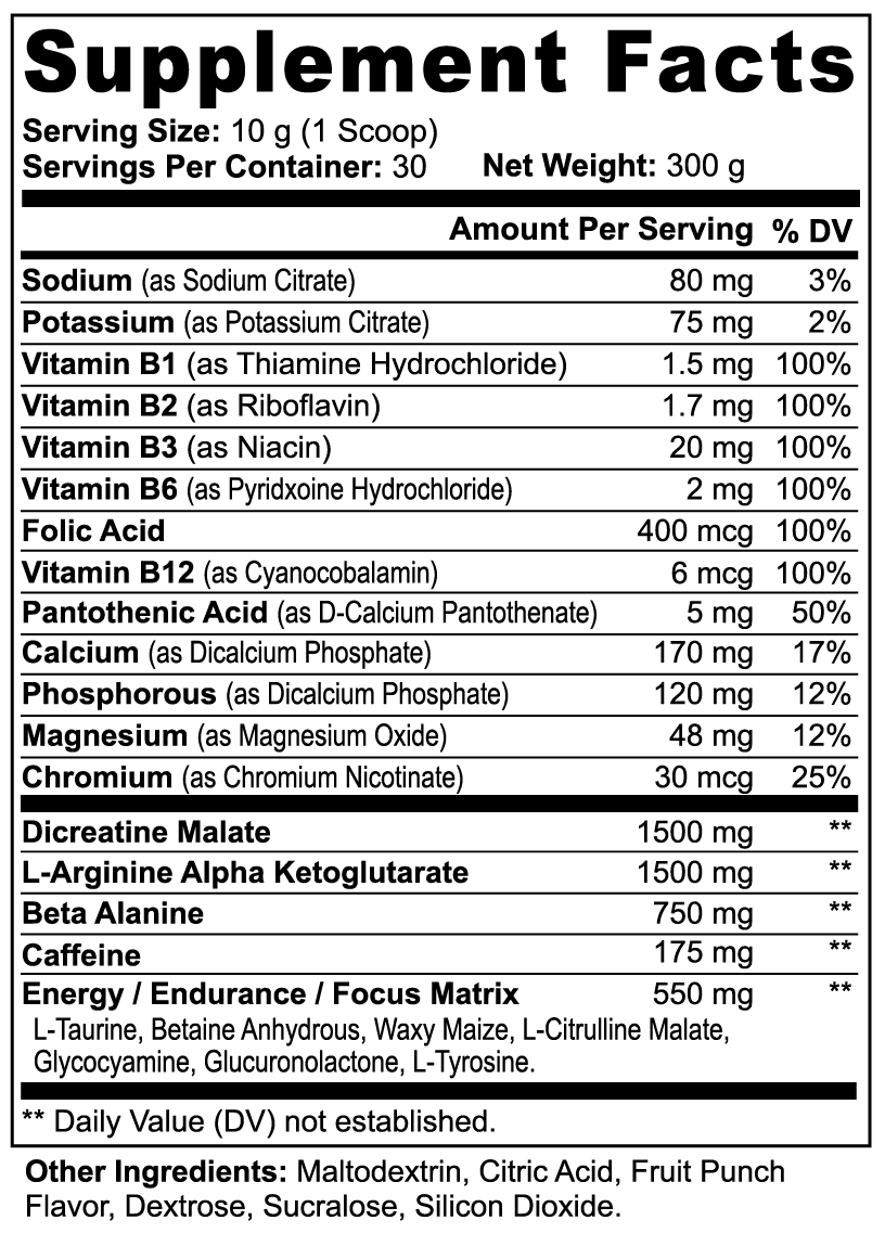AIVA Fuel Shock Pre-Workout Powder (Fruit Punch)