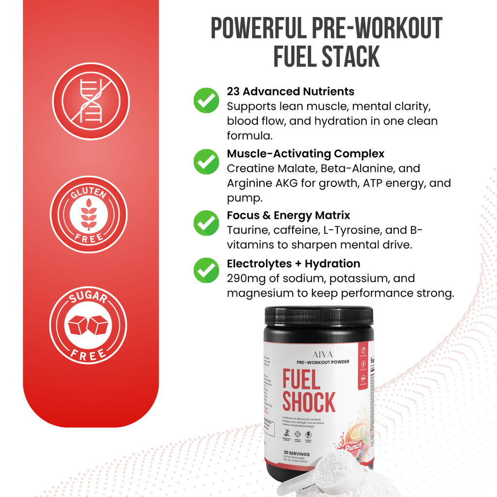 AIVA Fuel Shock Pre-Workout Powder (Fruit Punch)