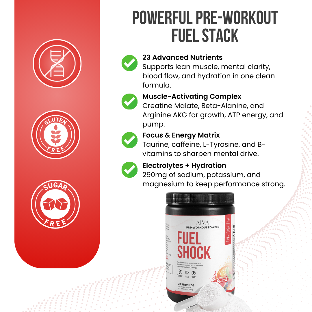 AIVA Fuel Shock Pre-Workout Powder (Fruit Punch)